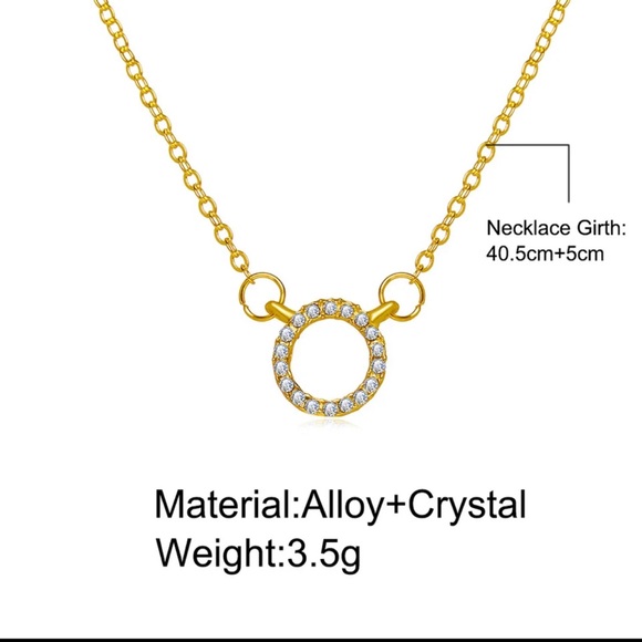 Trend Elegant Jewelry Crystal Circle Pendant Necklace Golden Color - Picture 4 of 4